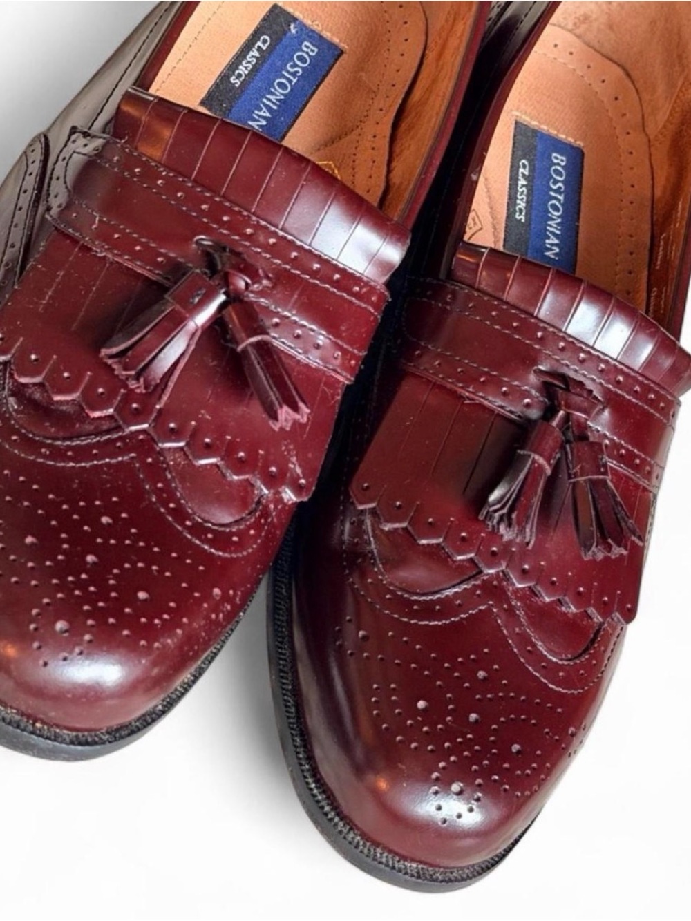 Bostonian Men's Tassel Kiltie Loafers in Deep Burgundy